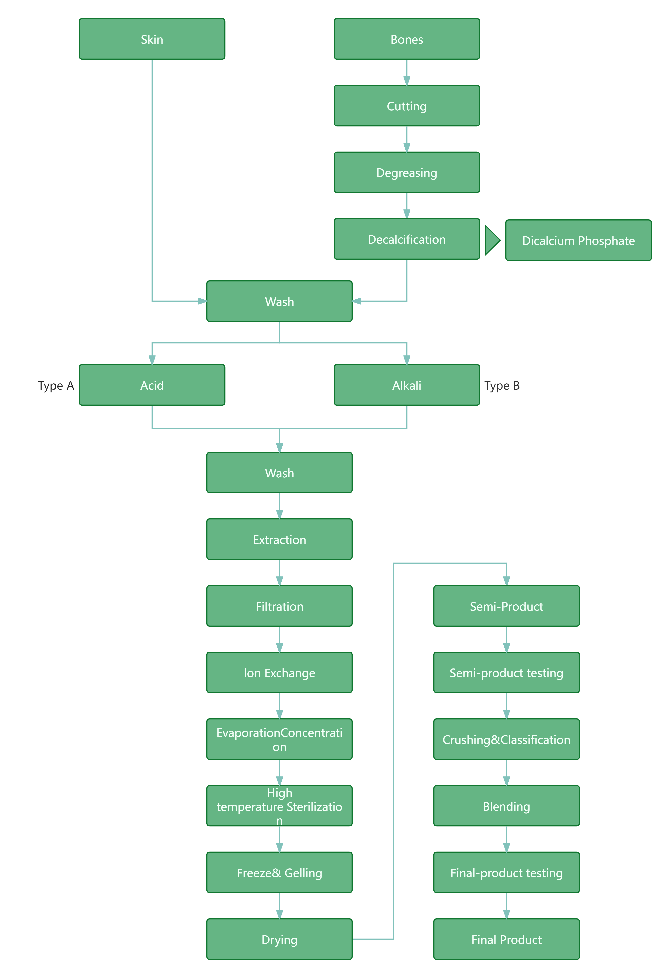 Gelatine production flow chart